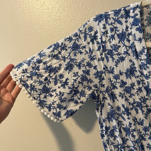 R. Vivimos dress Floral Boho Midi Cottagecore Milkmaid Peasant S Blue Peasant - Picture 2 of 9